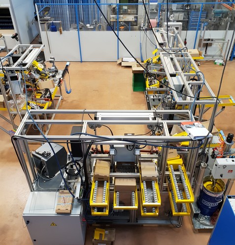 Battery assembly line machine